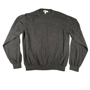 Pronto Uomo Womens XL Gray V-Neck Long Sleeve Cotton Cashmere Sweater Soft